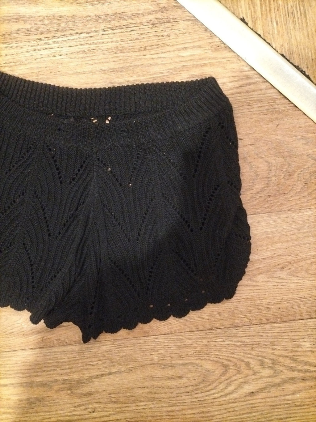 Ladies Size Large Black Semi See Through Elasticated Shorts