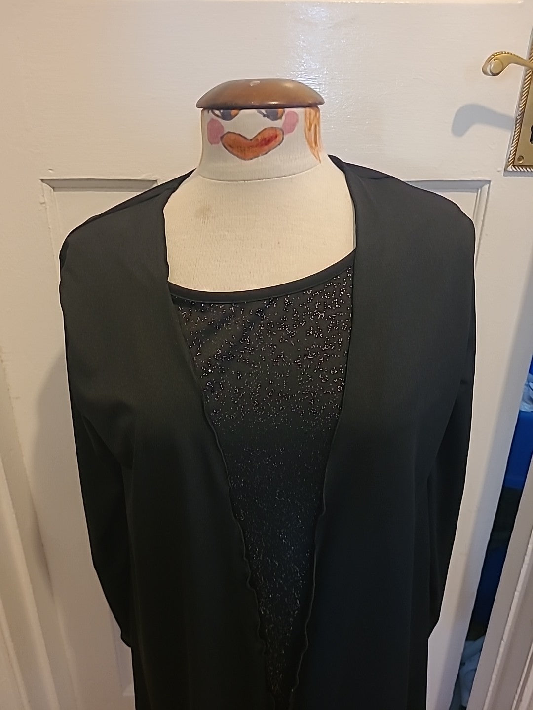 Ladies Gabrielle Vicenga Size 10/12 Black Sparkle Blouse Long Sleeved