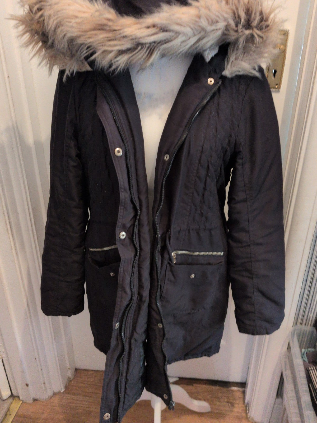 Dorothy Perkins 18 Black Full Zip Faux Fur Jacket
