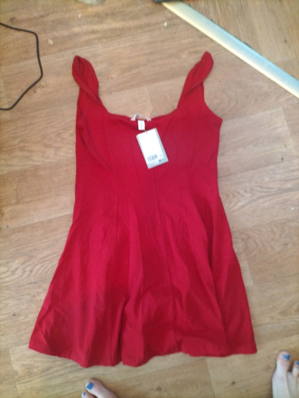 Brand New Ladies H&M Medium Red Ribbed Sleeveless Dress