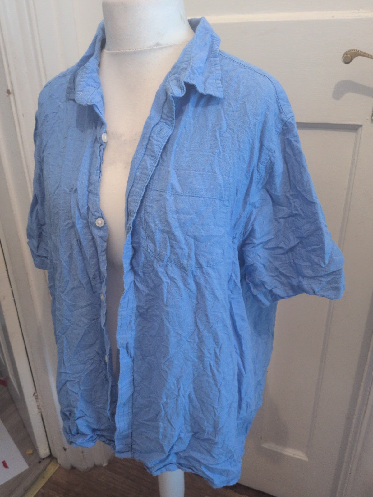 Mens George Size 2XL Blue Short Sleeve Shirt