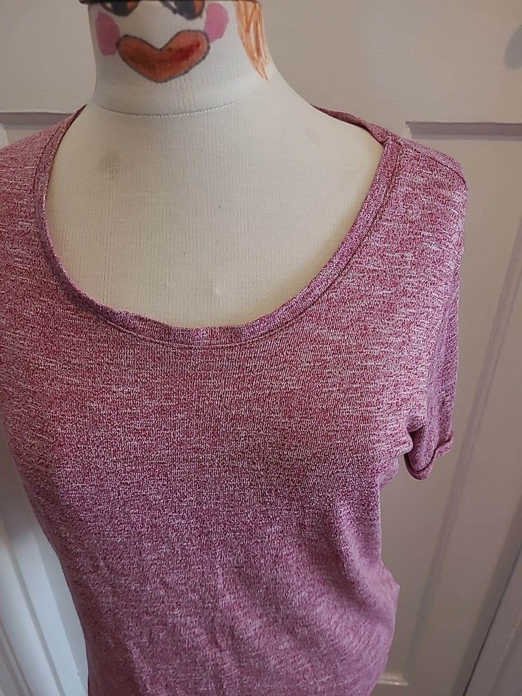 Ladies Primark Size 10 Purple Fleck Short Sleeved Tshirt