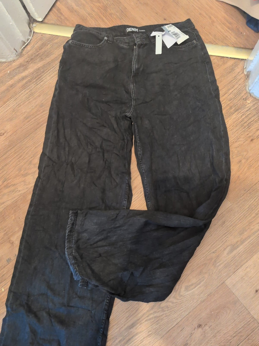 Brand New George 12 Long High Waisted Black Wide Leg Jeans