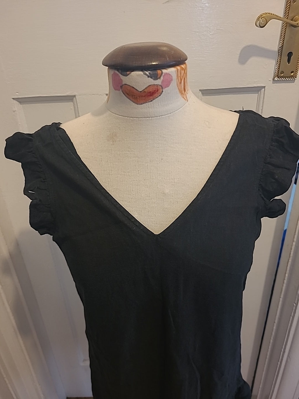 Ladies Next Size 8 Black Flowy Black Wide Neck Dress
