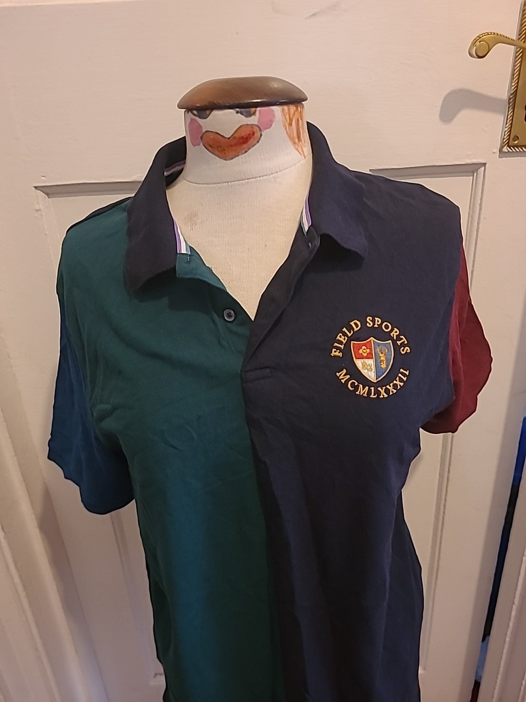 Mens Next Size Large Black/Green Short Sleeved Polo