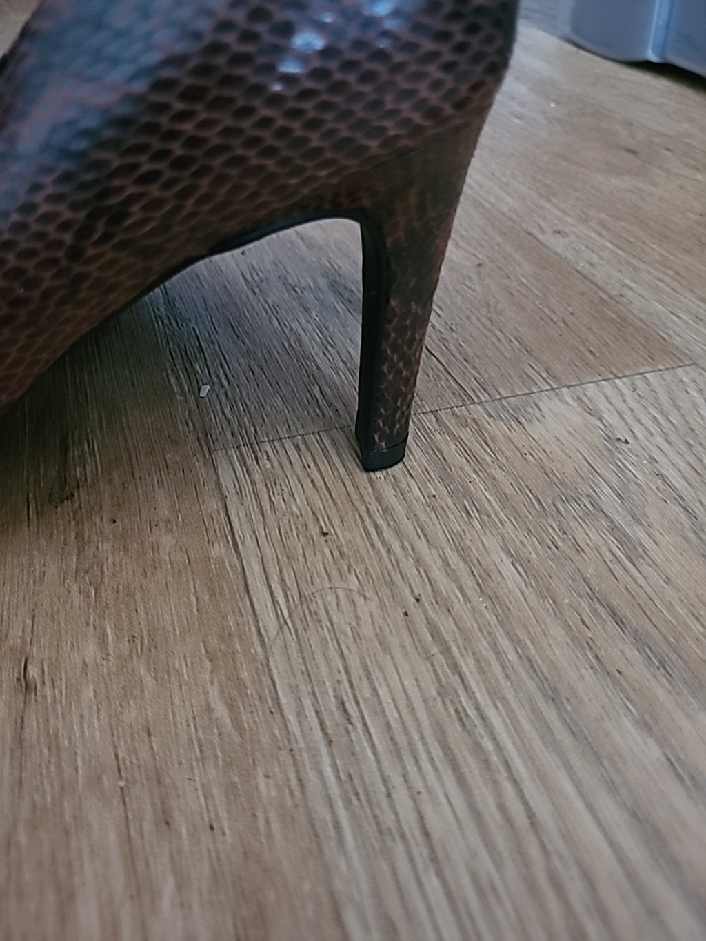 Ladies Marks And Spencer Size Uk 6 Brown Crocodile Skin Patterned Heels