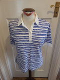 Mens Lark Size Medium Blue White Short Sleeved Polo