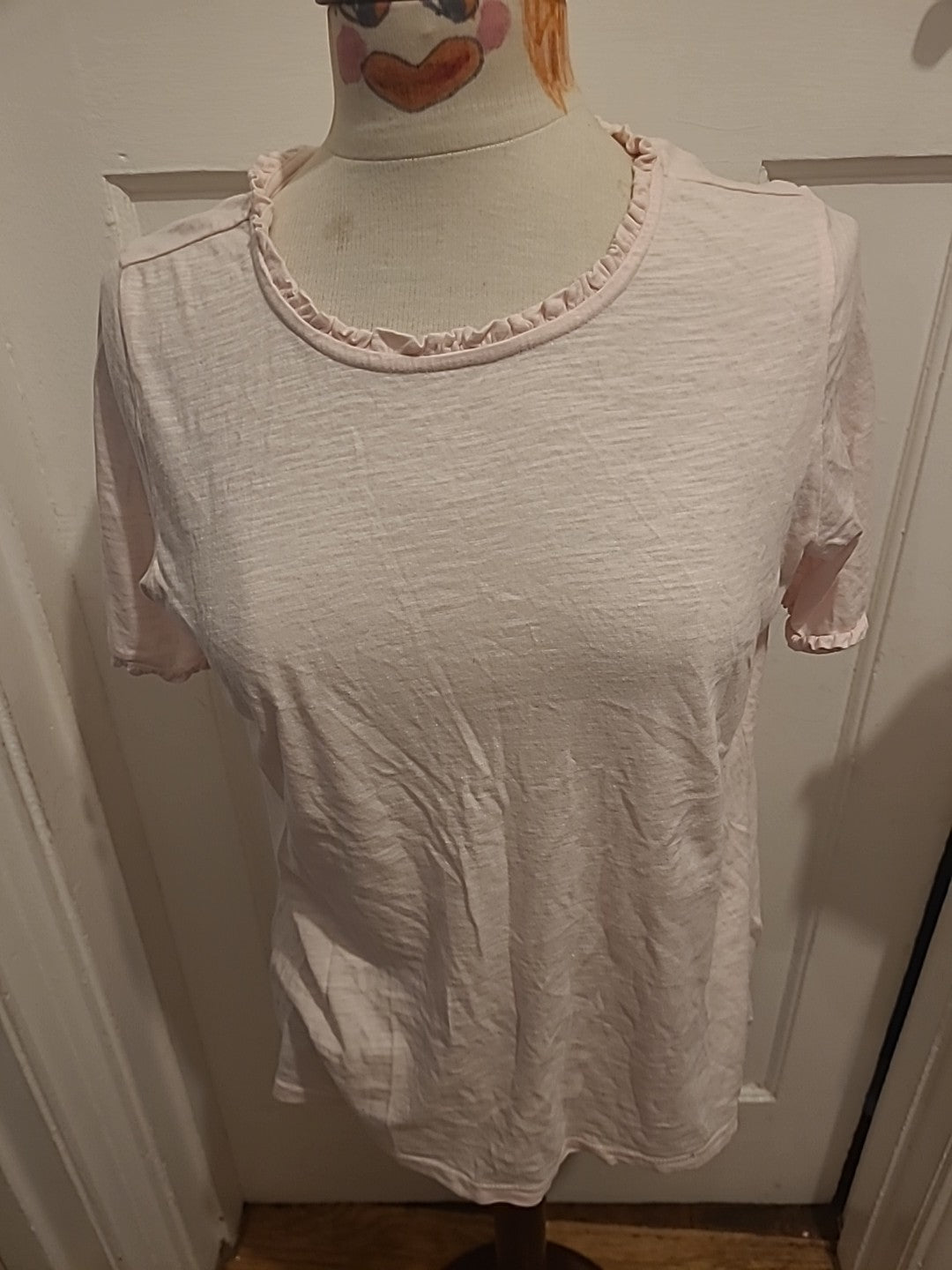 Ladies Crew Clothing Size 10 Pale Pink Short Sleeved Tshirt