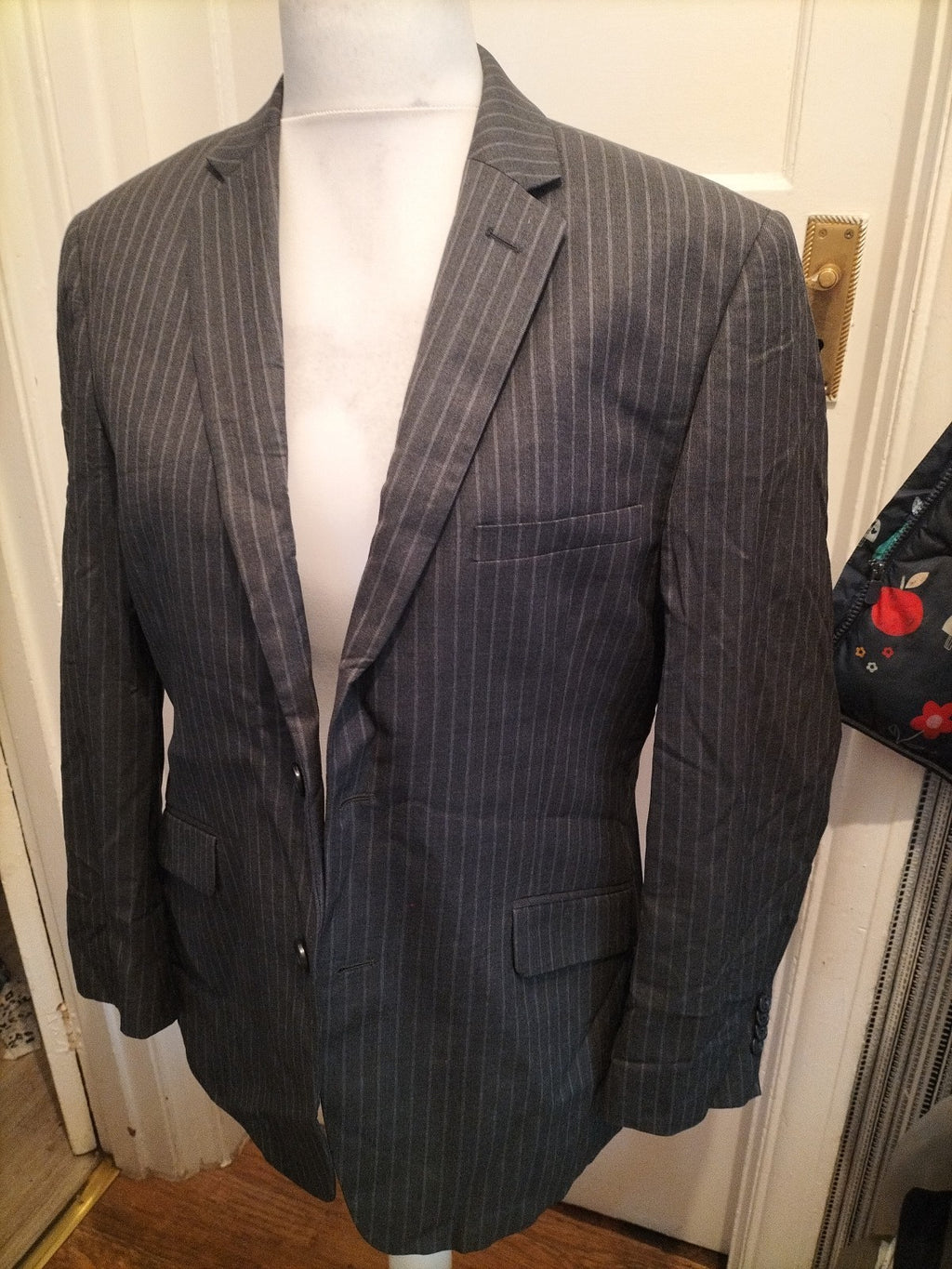 Mens Paul Costelloe Size 40 Short Grey Striped Jacket