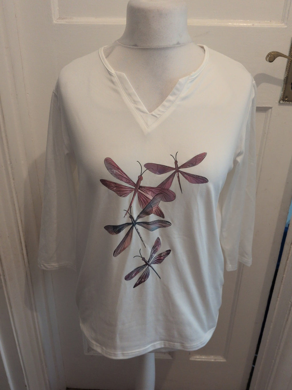 Ladies Size Large White Insect Long Sleeve T-shirt