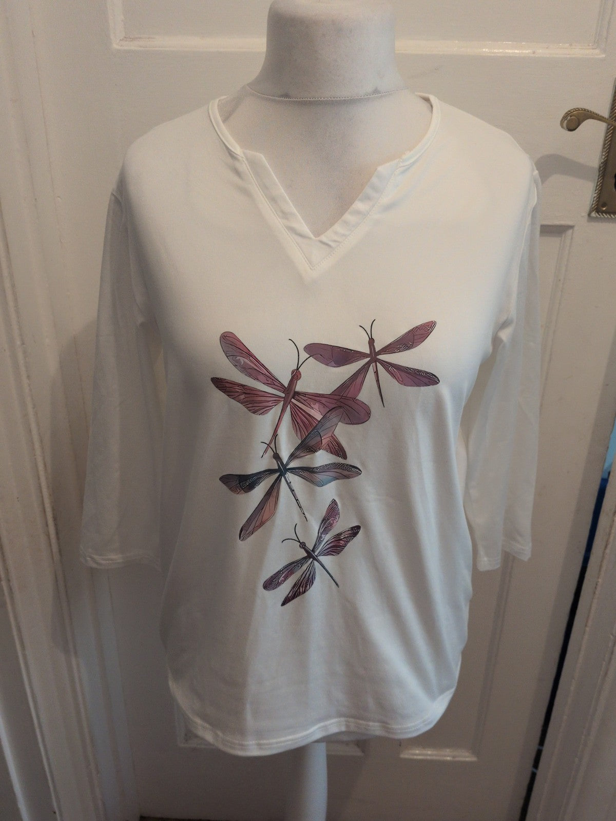 Ladies Size Large White Insect Long Sleeve T-shirt