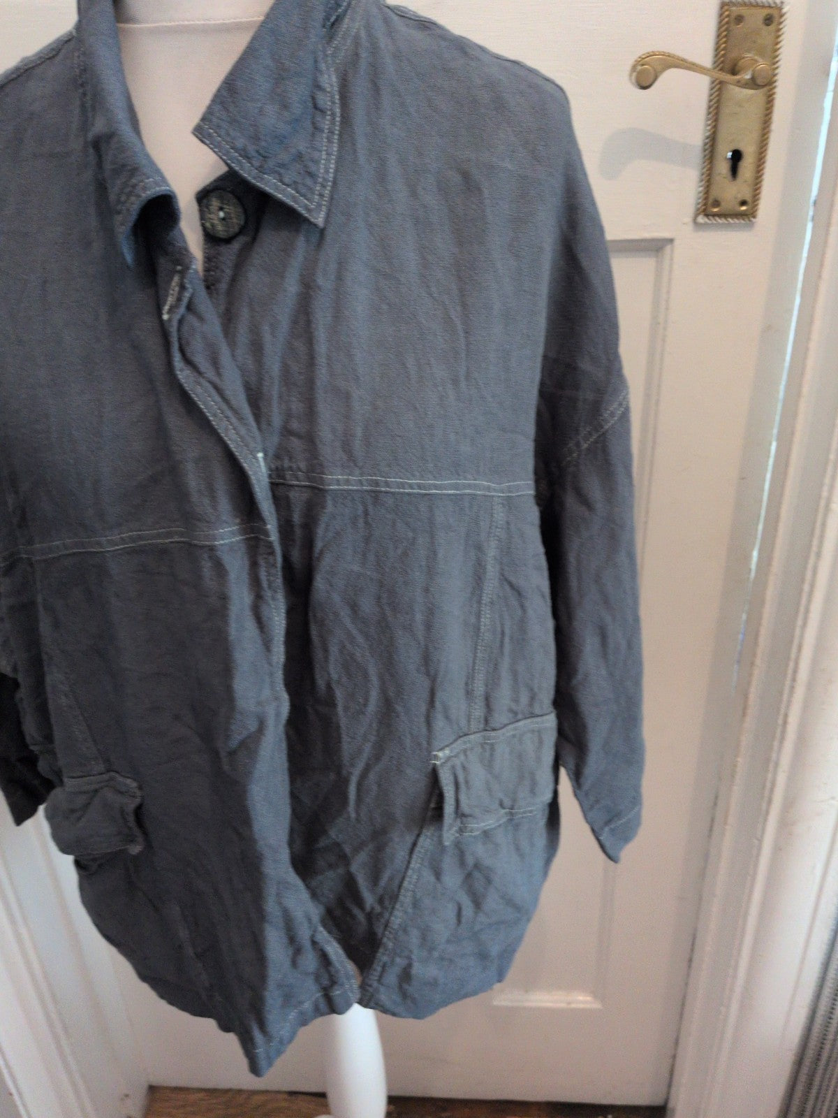 Eva Miller Large 3/4 Sleeve Shirt Navy Teal