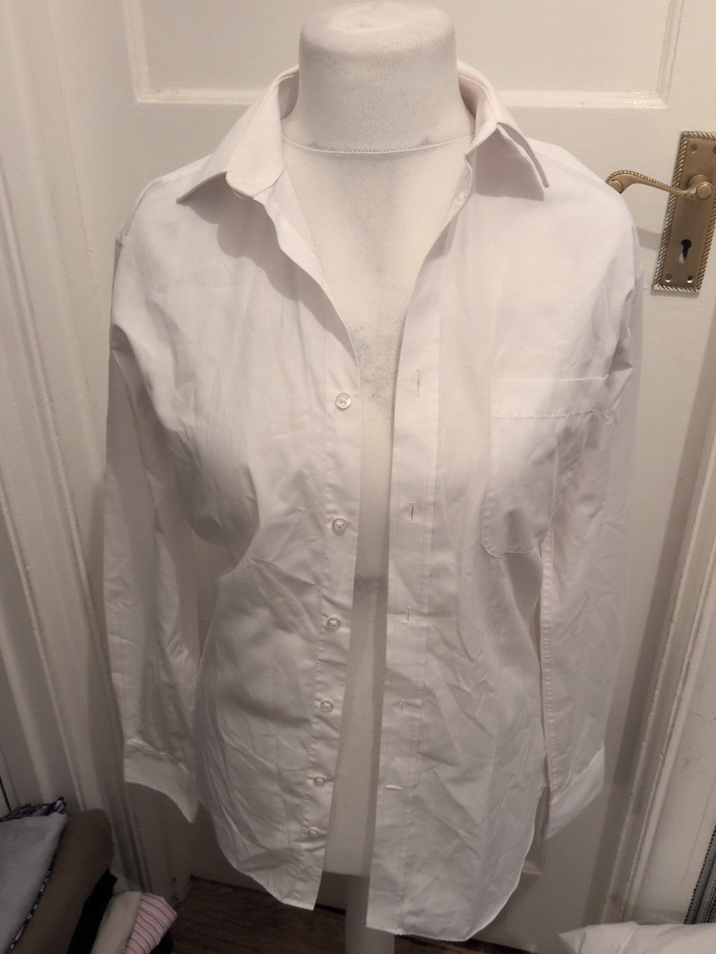 Mens M&S Collection Size 15 Slim Fit White Dress Shirt Long Sleeve