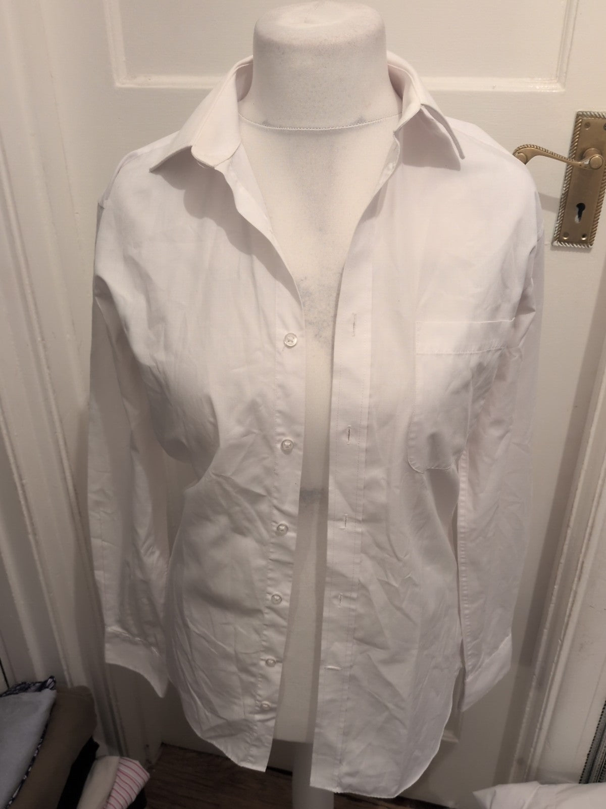 Mens M&S Collection Size 15 Slim Fit White Dress Shirt Long Sleeve