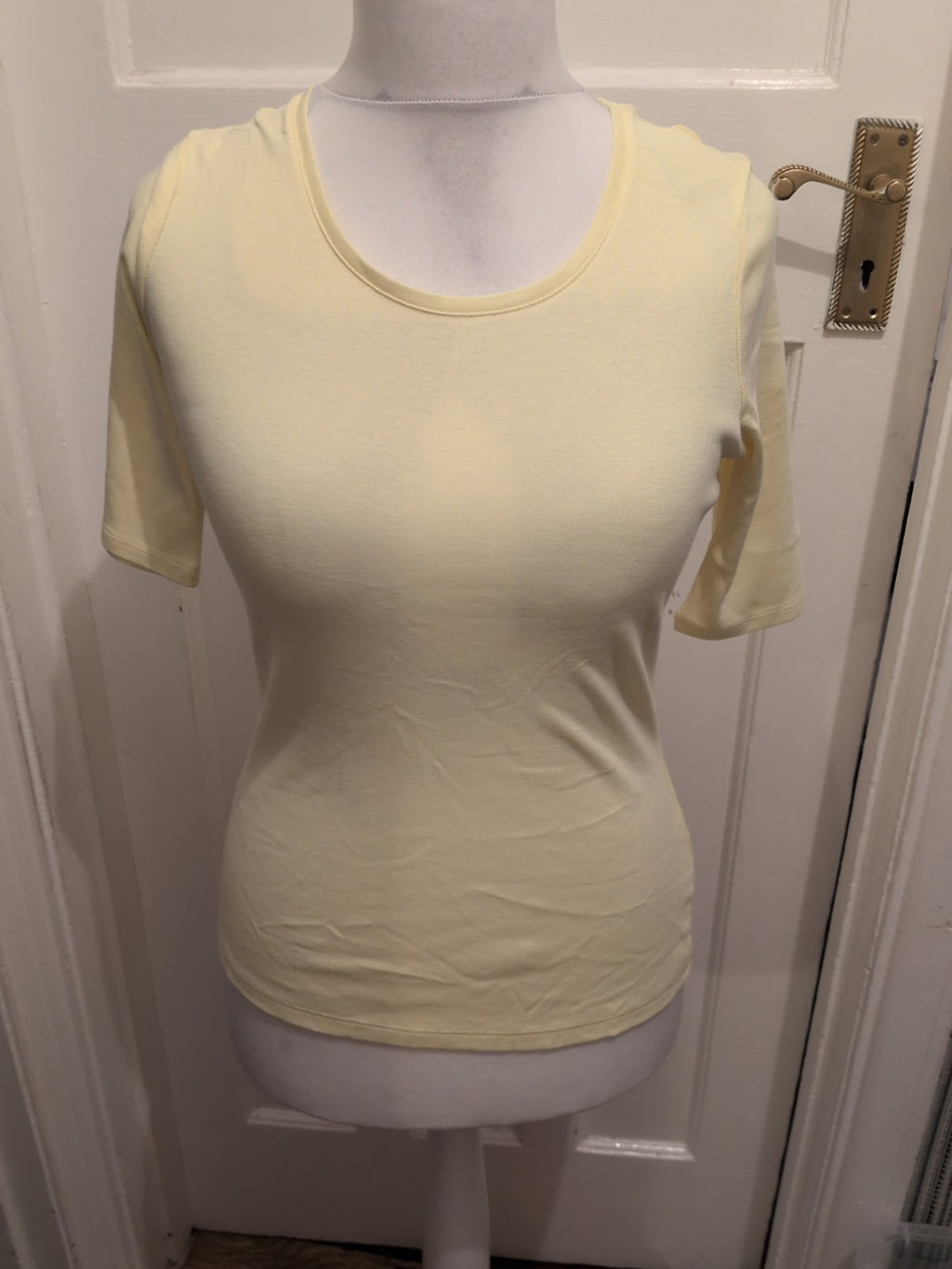Marks And Spencer 12 Pale Yellow Short Sleeve T-shirt