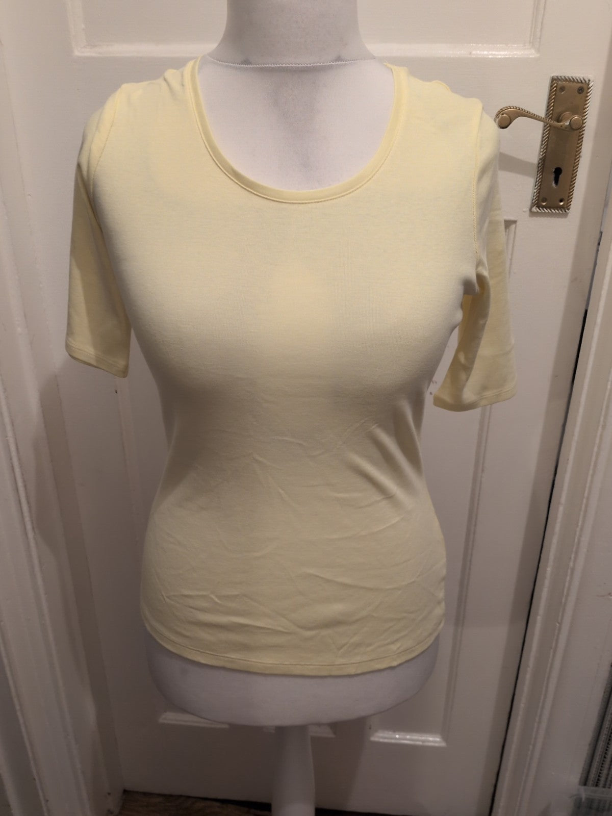 Marks And Spencer 12 Pale Yellow Short Sleeve T-shirt