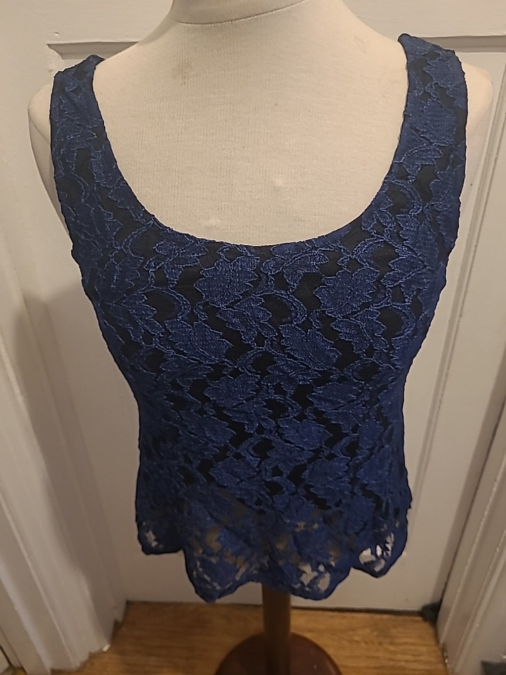 Ladies Fransa Size Small Blue Black Lined Sleeveless Tshirt