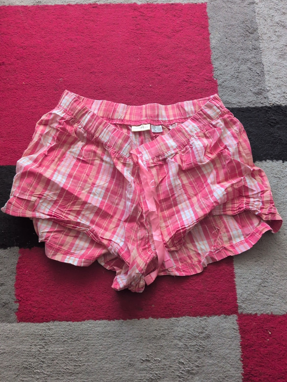 Ladies Jolinesse Size 10-12 Pink Check Hot Pants