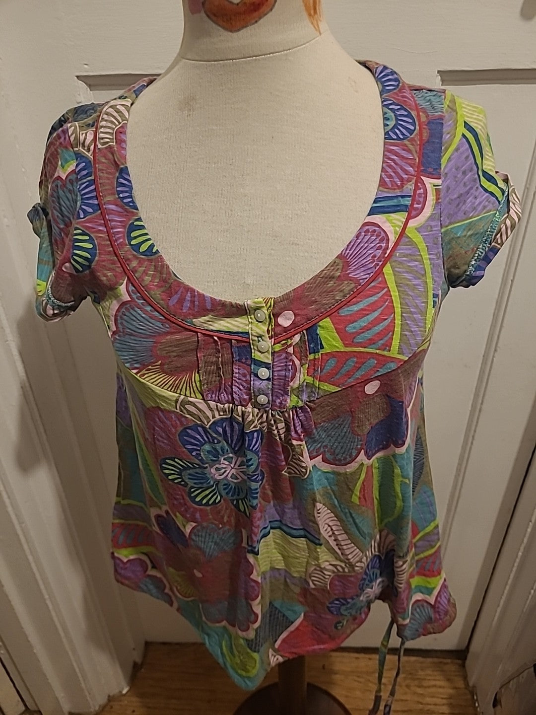 Ladies Next Size 12 Multicoloured Short Sleeved Blouse