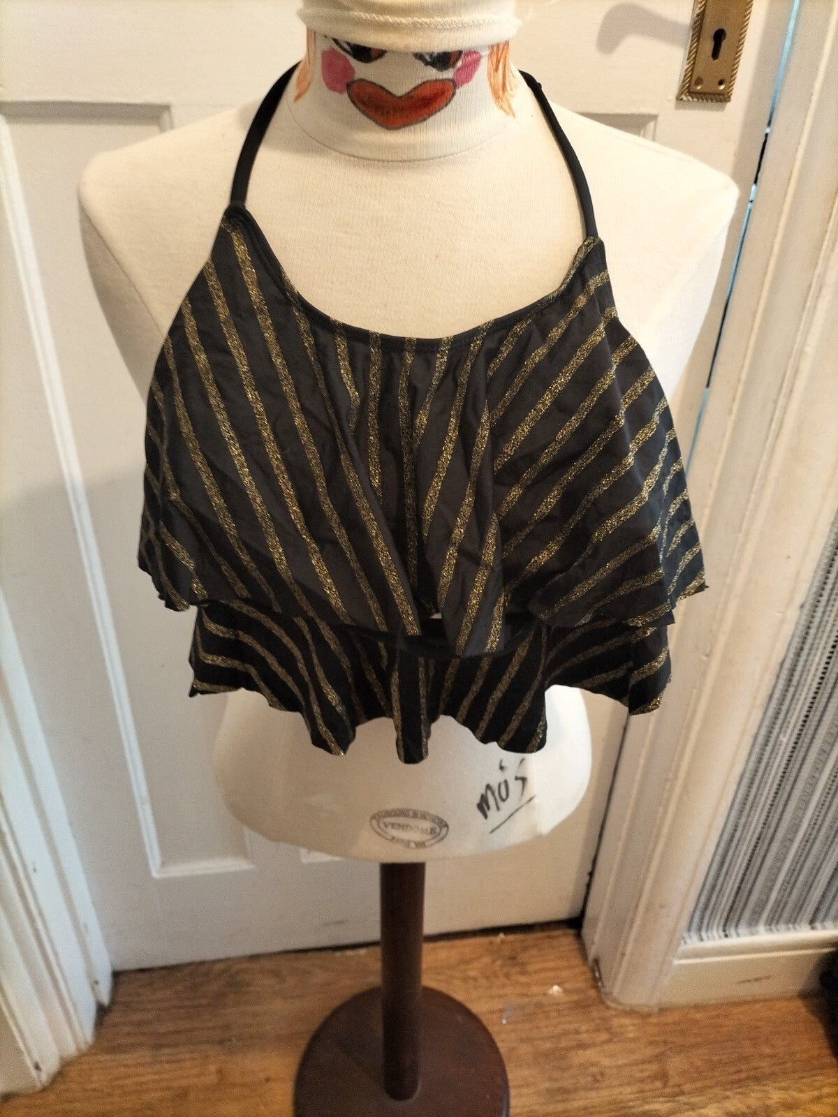 Ladies Miss Selfridge Size 10 Gold/Black Halterneck