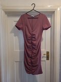 Ladies Zara Size Large Salmon Ruched Short Sleeved Dress