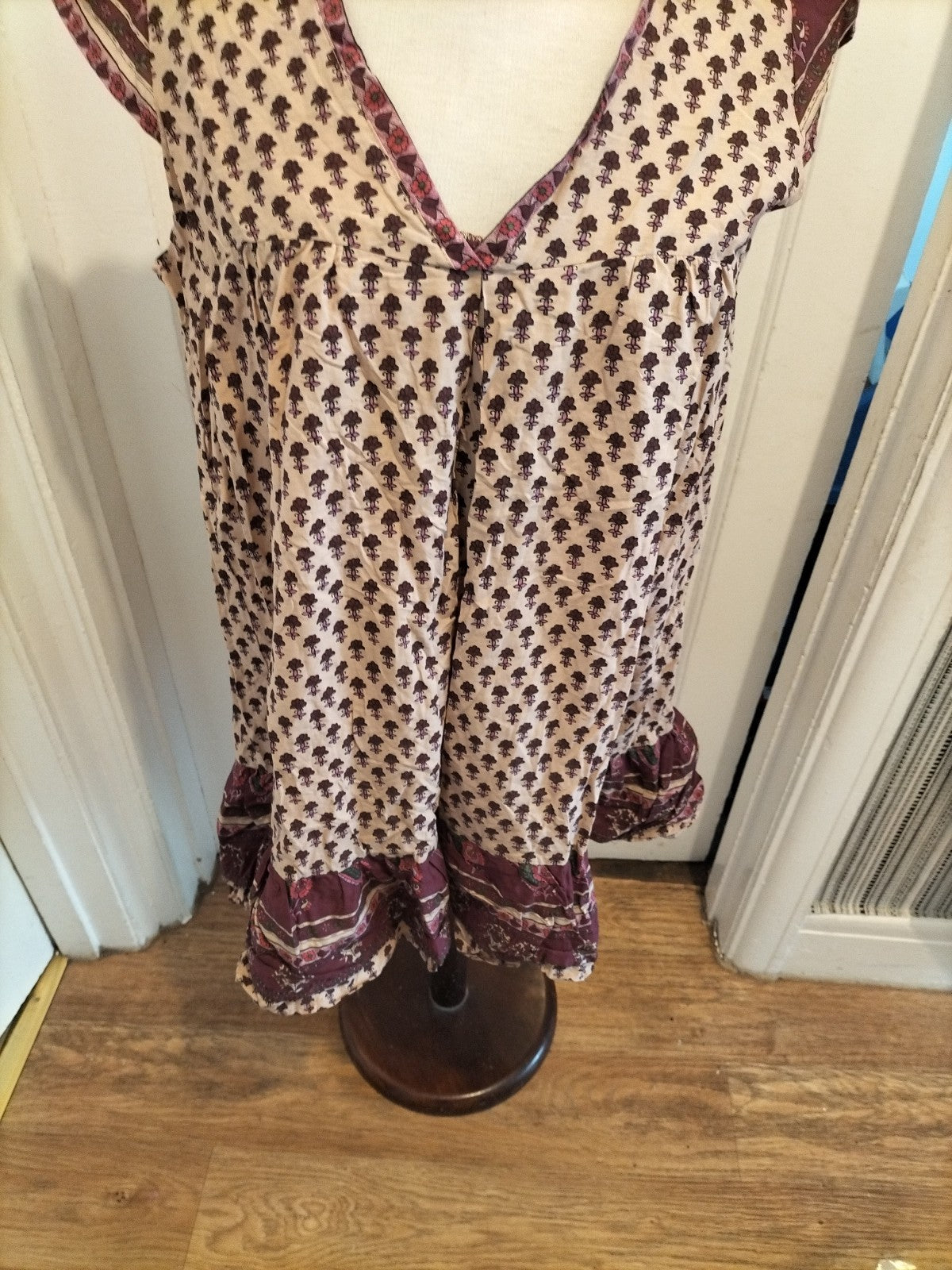 Ladies Primark Size 14 Purple Light Brown Floral Cap Sleeved Tunic