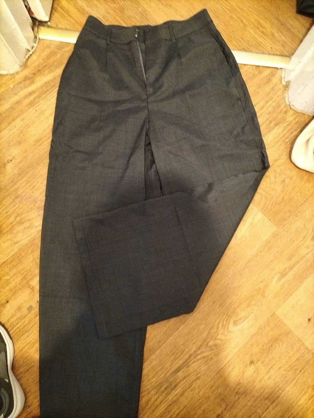Ladies Size Large Grey Formal Trousers 100% Polyester