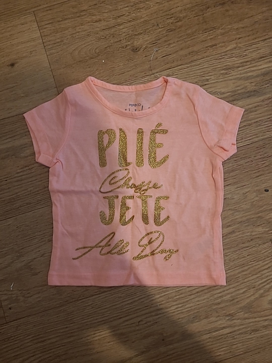 Girls Pep&Co 9-12 Months Pink Gold Glitter Tshirt