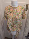 Ladies Primark 12 Yellow Flower Short Sleeve Top