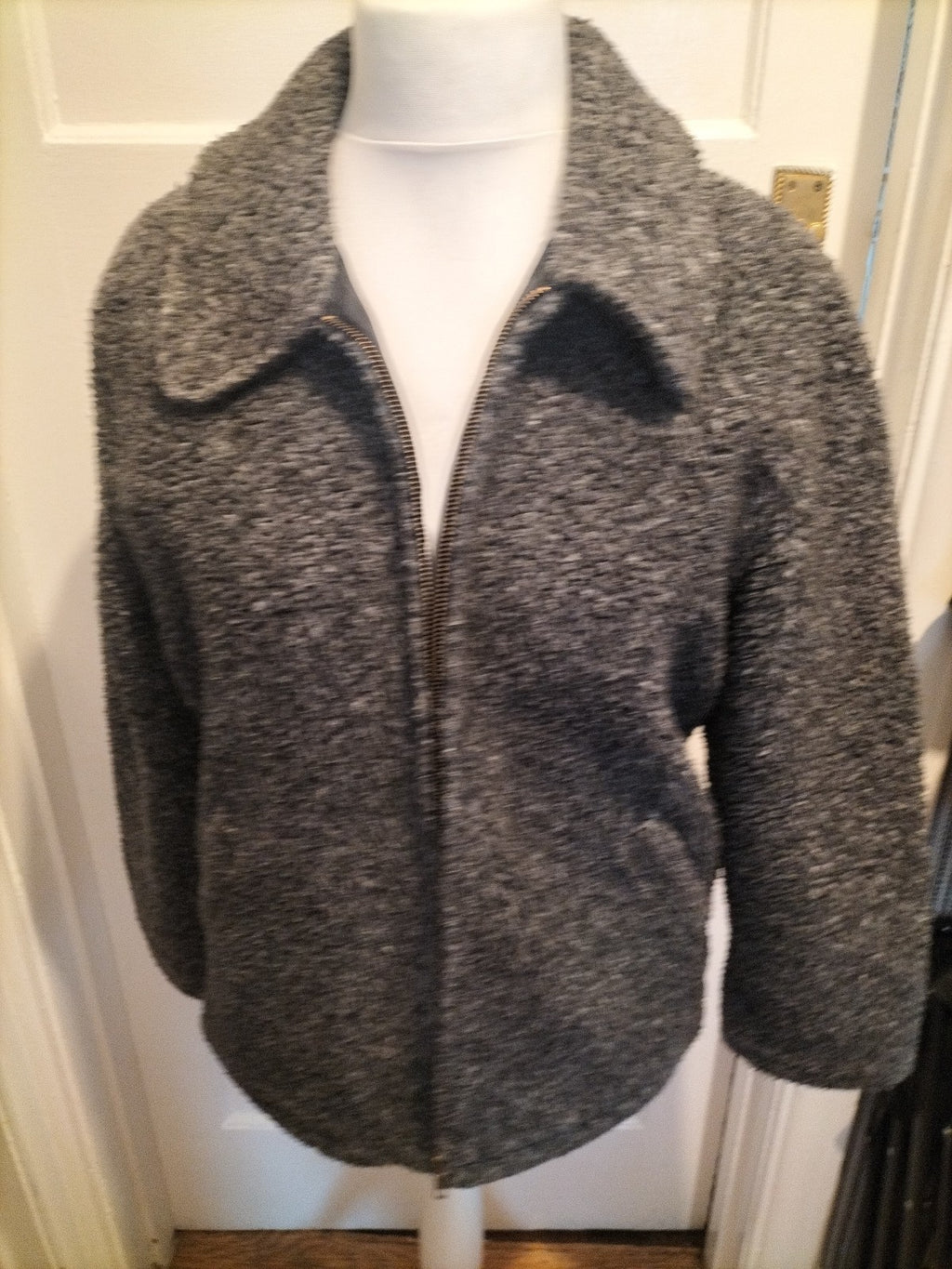 Ladies BHS Size 14 Grey Fleck Zipped Heavy Warm Jacket