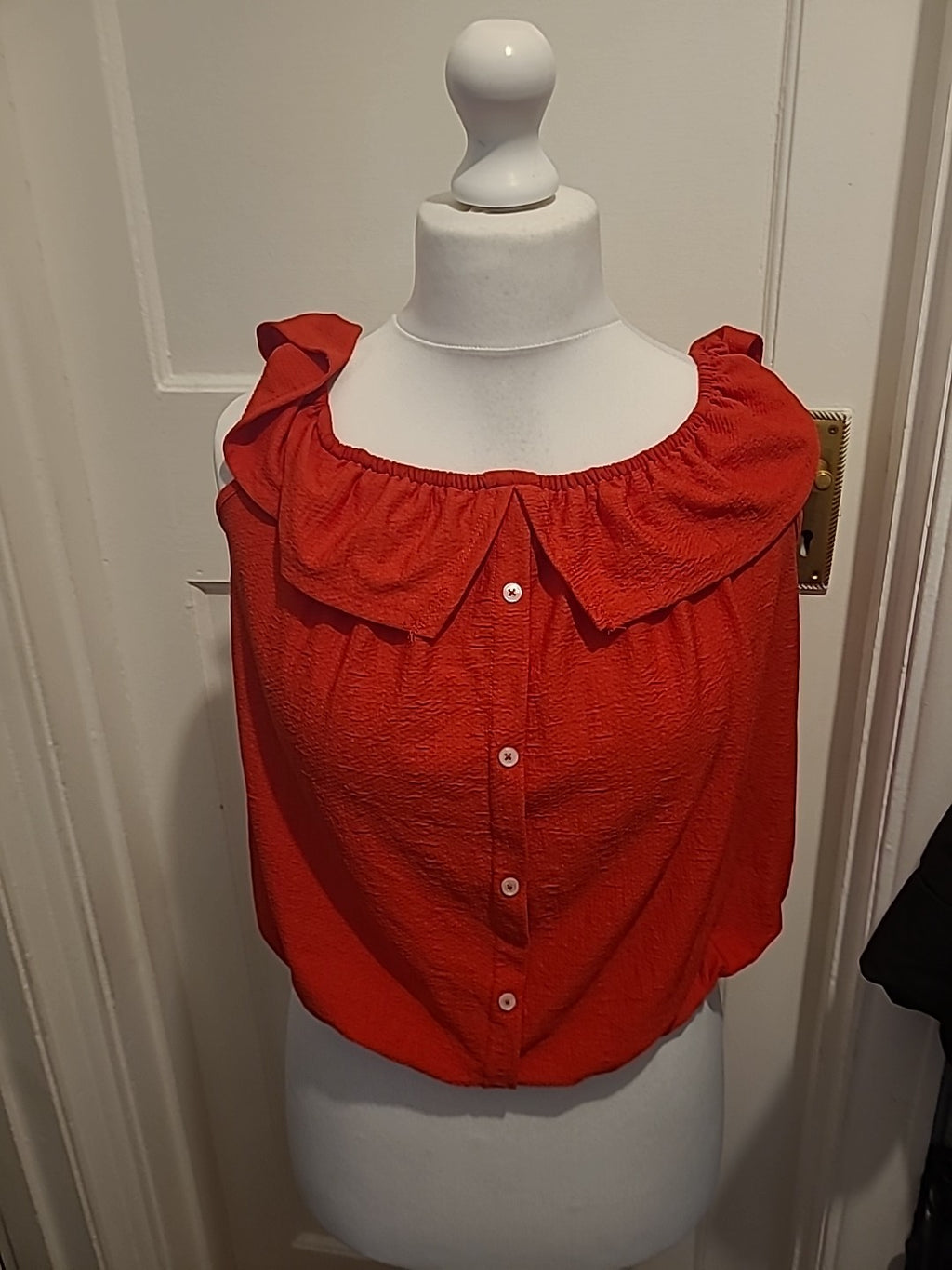 Ladies Clockhouse Size XL Red Elasticated Hem Short Sleeved Top