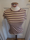Ladies Monki Size Xs Multi Striped Short Sleeved Tshirt