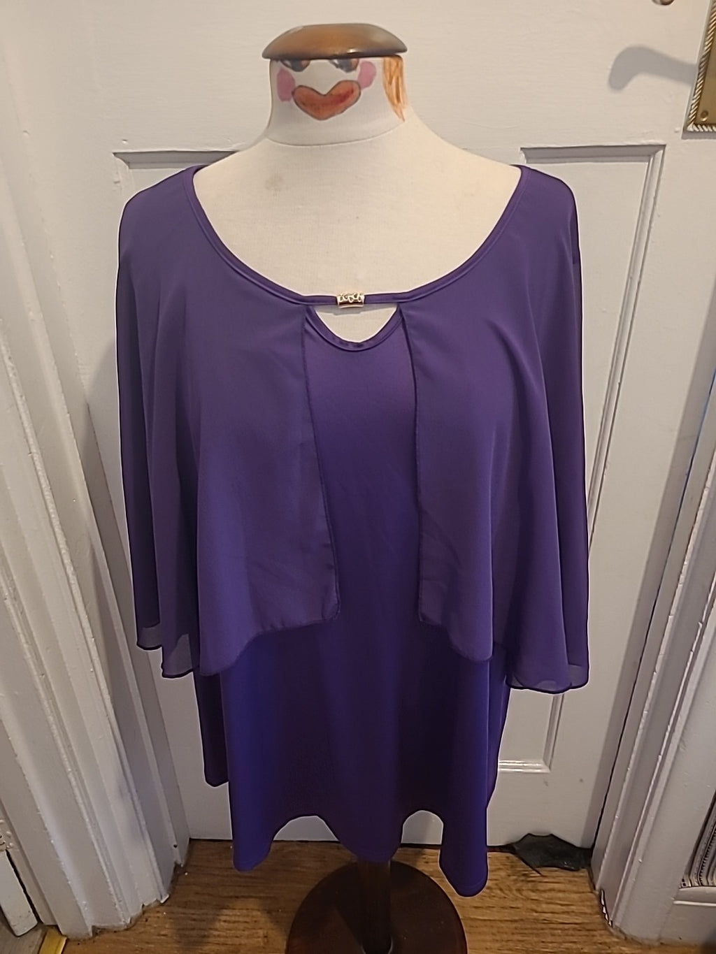 Ladies Size 4XL Plus Purple Flowy Sleeved Blouse