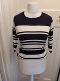 M+S Collection 8 Navy And White Stripe Long Sleeve Jumper