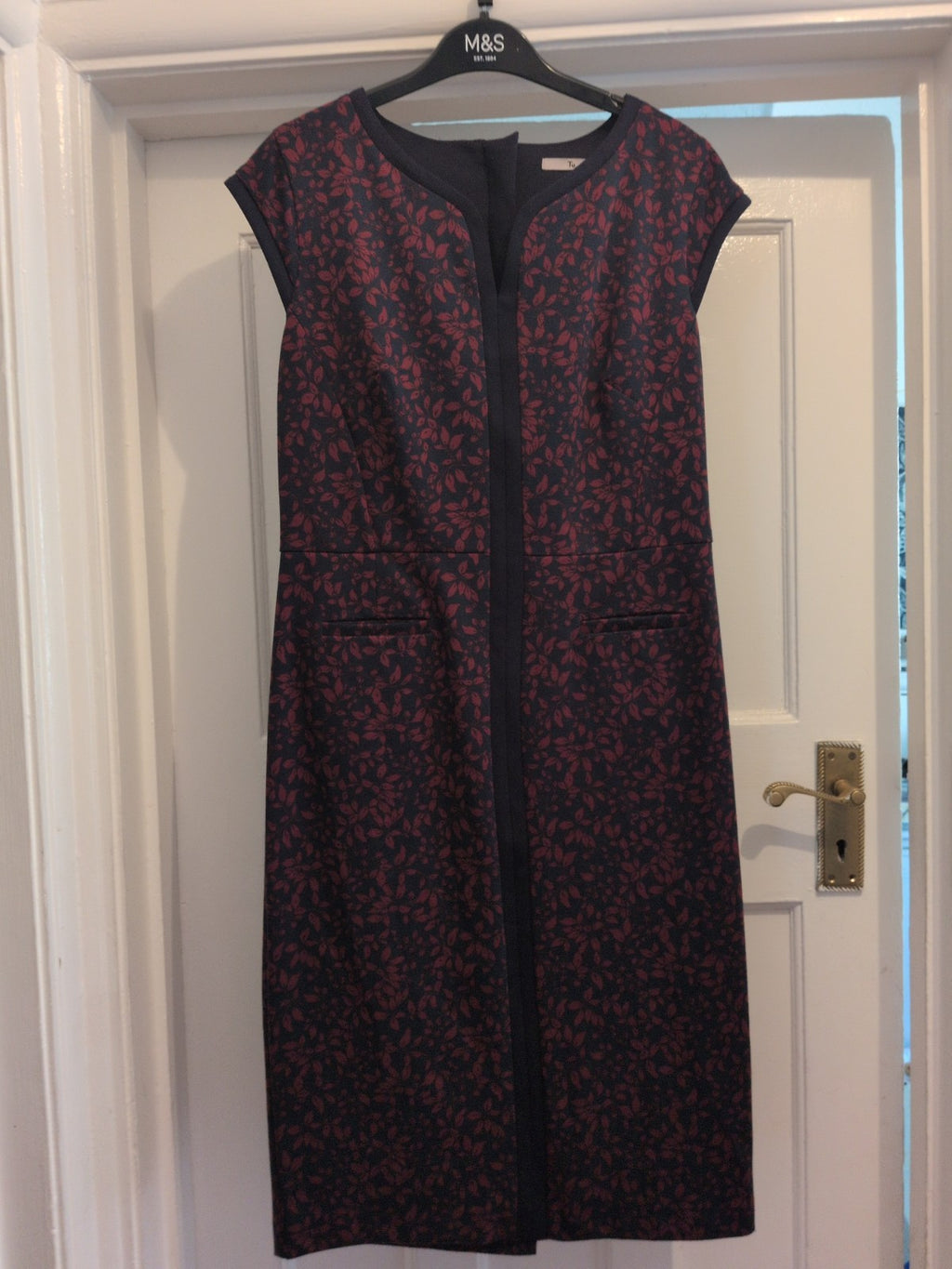 Tu 10 Navy And Purple V Neck Sleeveless Dress