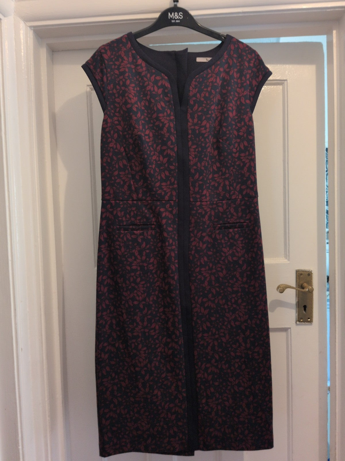 Tu 10 Navy And Purple V Neck Sleeveless Dress
