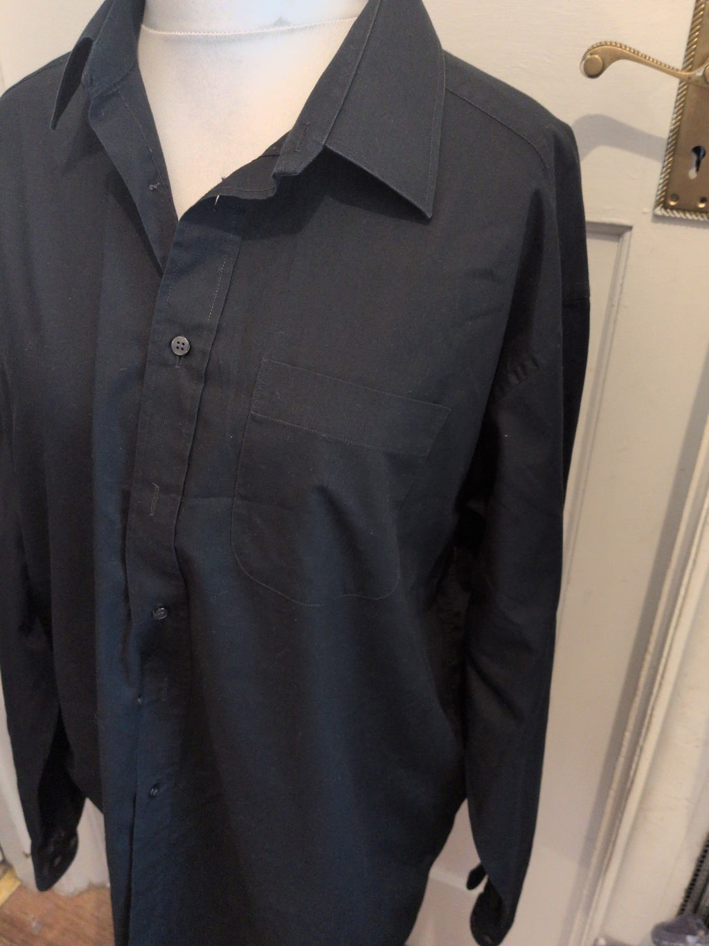 Marks And Spencer 17.5 Black Long Sleeve Smart Shirt Chest 44"
