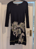 Ladies Phase Eight 8 Navy Flower Long Sleeve Pencil Dress
