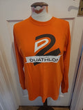 Mens Gildan Size Medium Orange Duathlon Tshirt