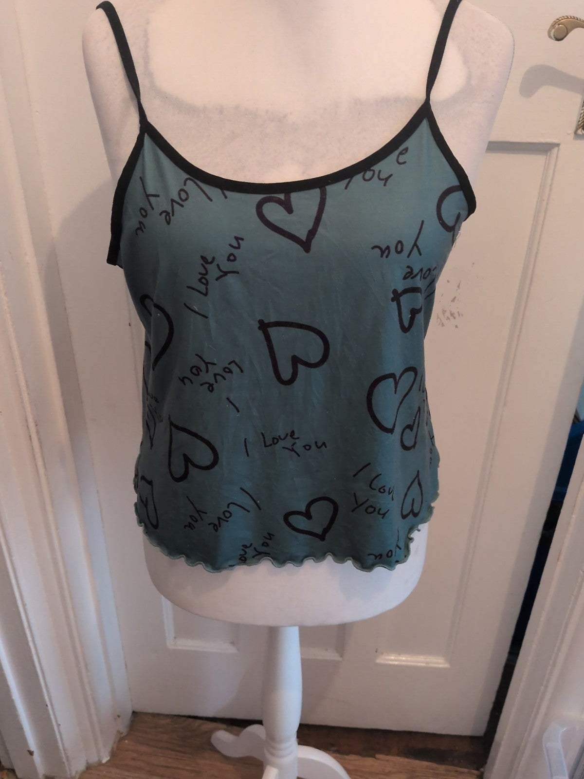 XL Green And Black Pyjama Cami Top
