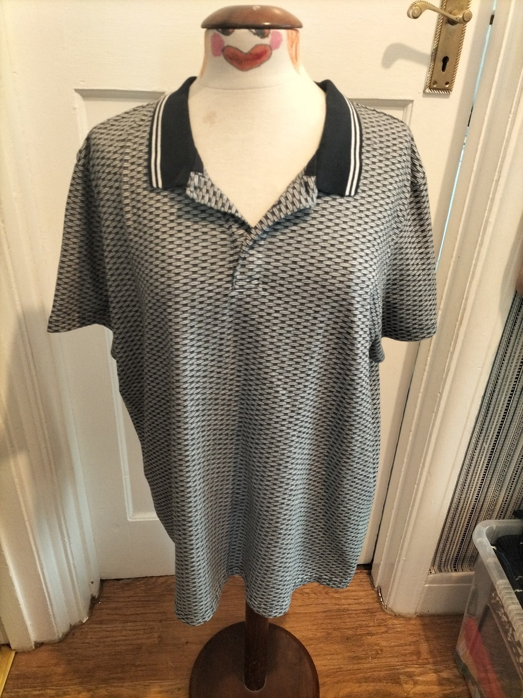 Mens Tu Size XL Navy Grey Short Sleeved Polo