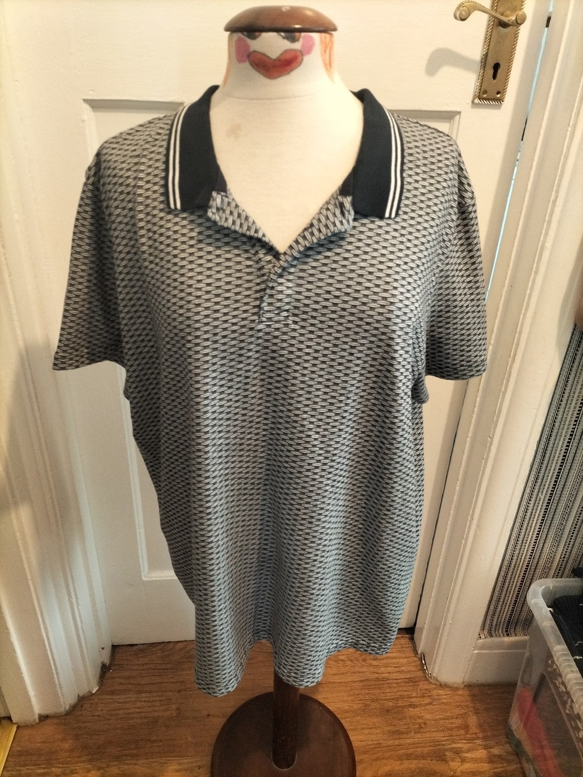 Mens Tu Size XL Navy Grey Short Sleeved Polo