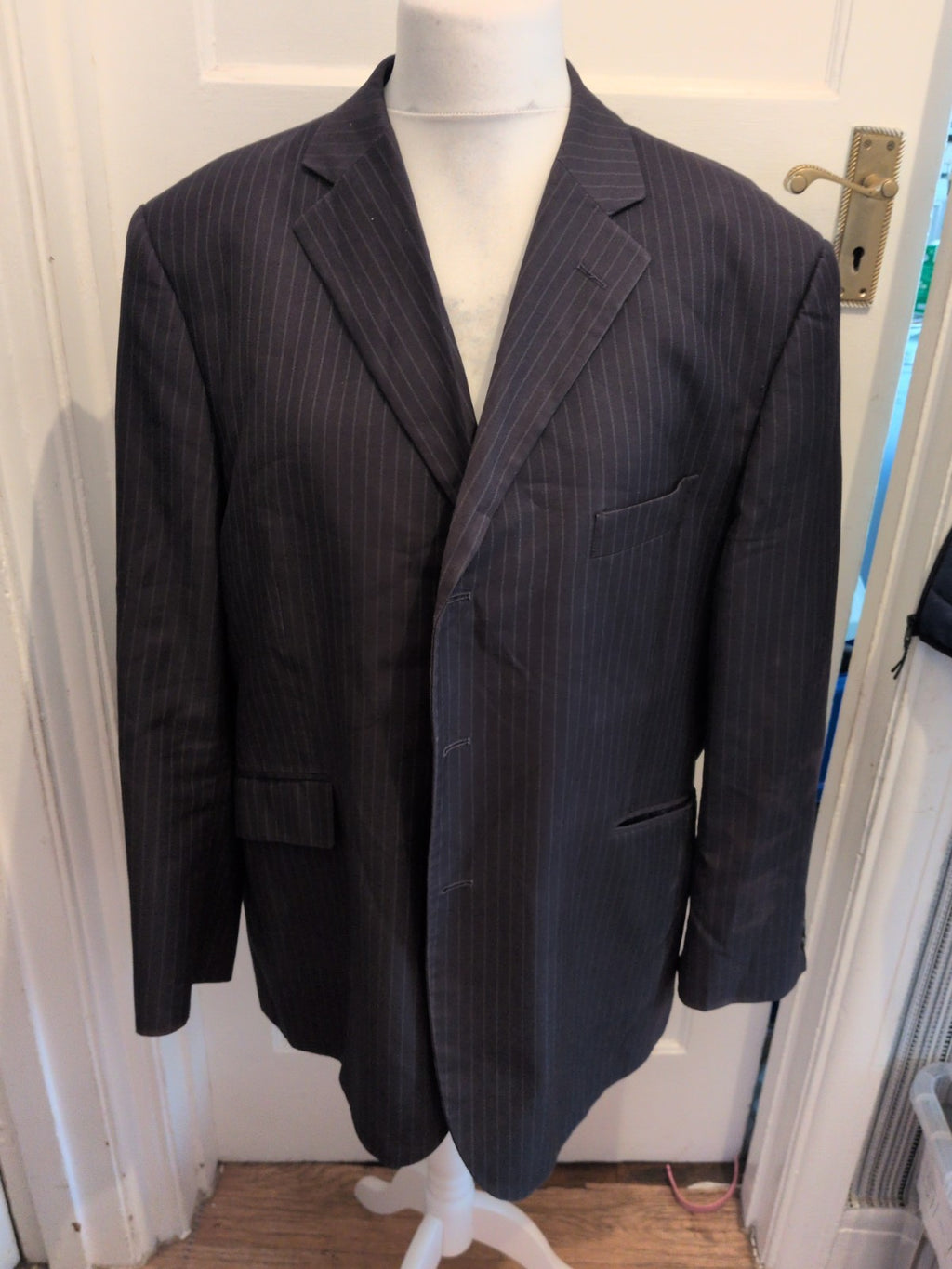 Marks And Spencer 46 Short Navy Stripe Suit Jacket