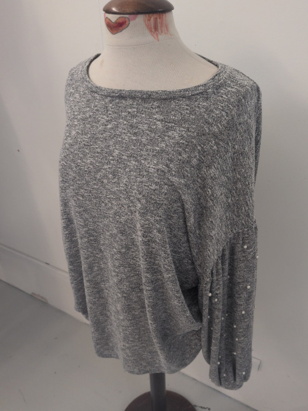 Tu 18 Grey Fleck Long Sleeve With Diamante Jumper