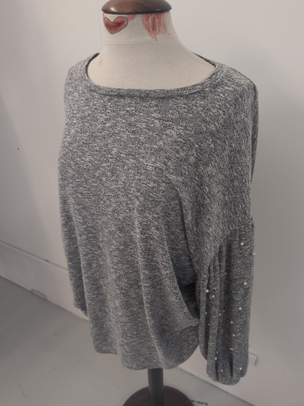 Tu 18 Grey Fleck Long Sleeve With Diamante Jumper