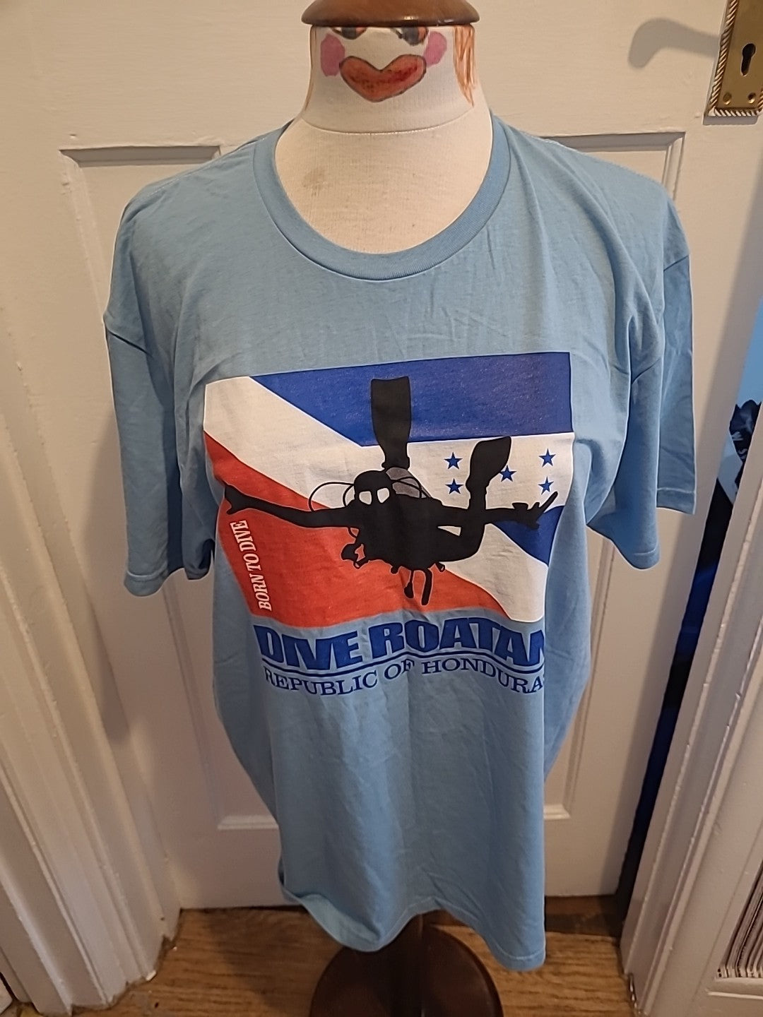 Mens Gildan Size Large Pale Blue Honduras Short Sleeved Tshirt