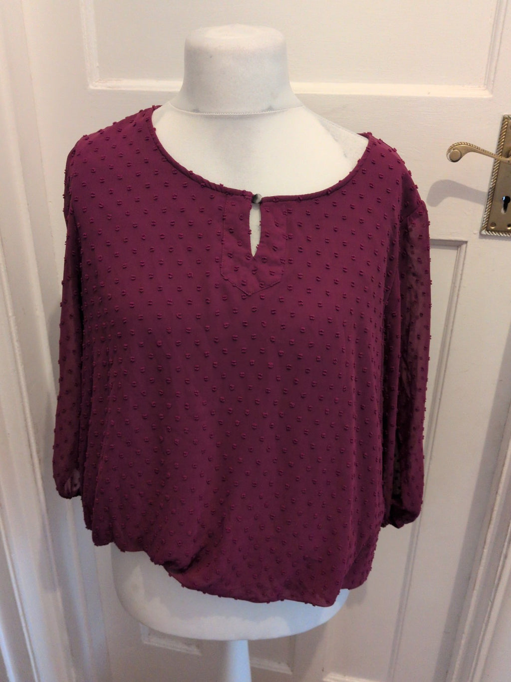 Soon 18 Purple Lined Long Sleeve Blouse Round Neck