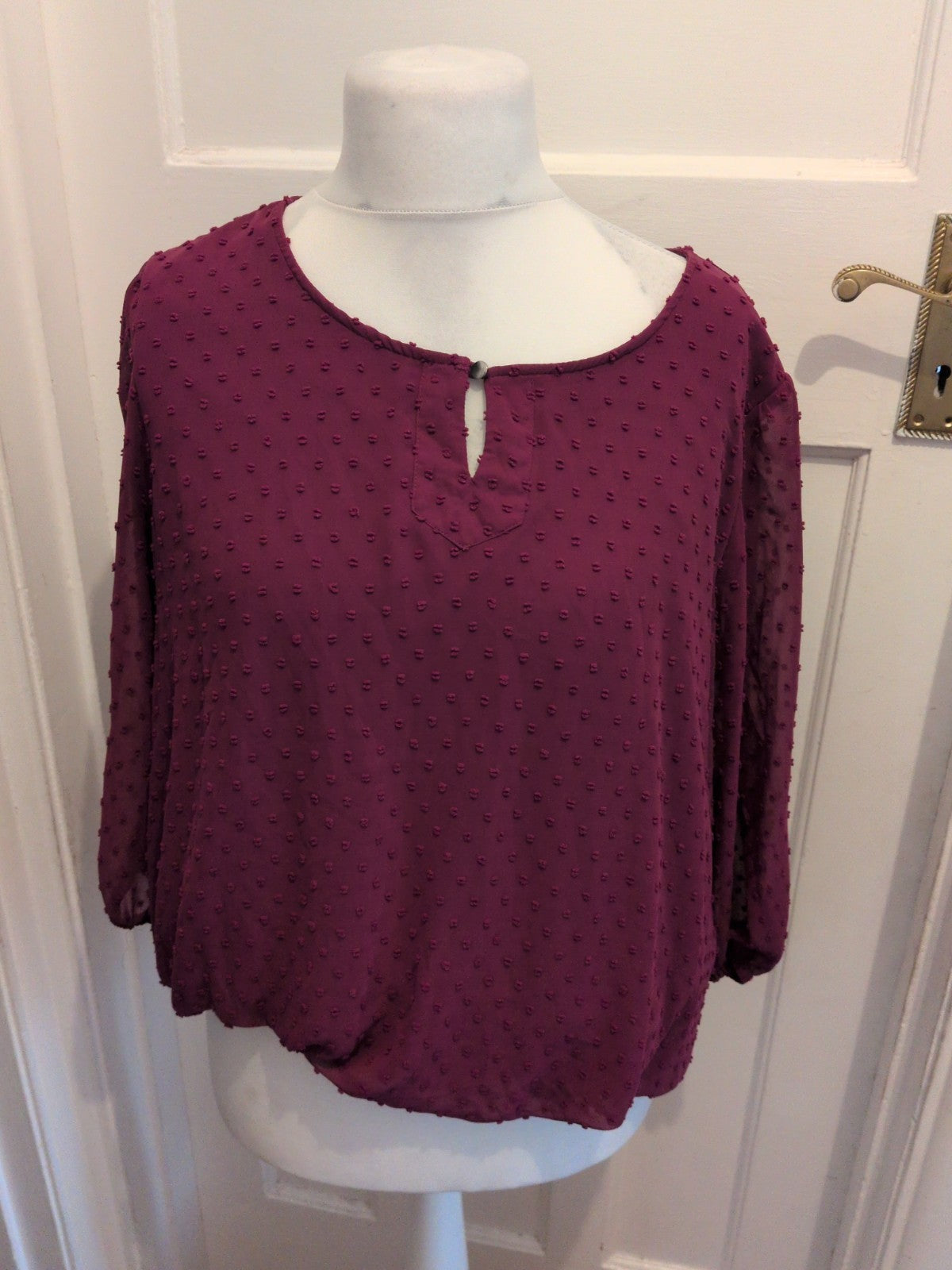 Soon 18 Purple Lined Long Sleeve Blouse Round Neck