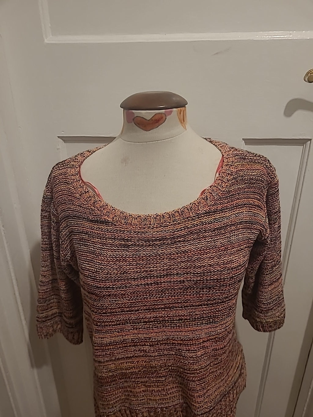Ladies F&F Size 8 Pink Fleck Mid Sleeved Pullover Jumper
