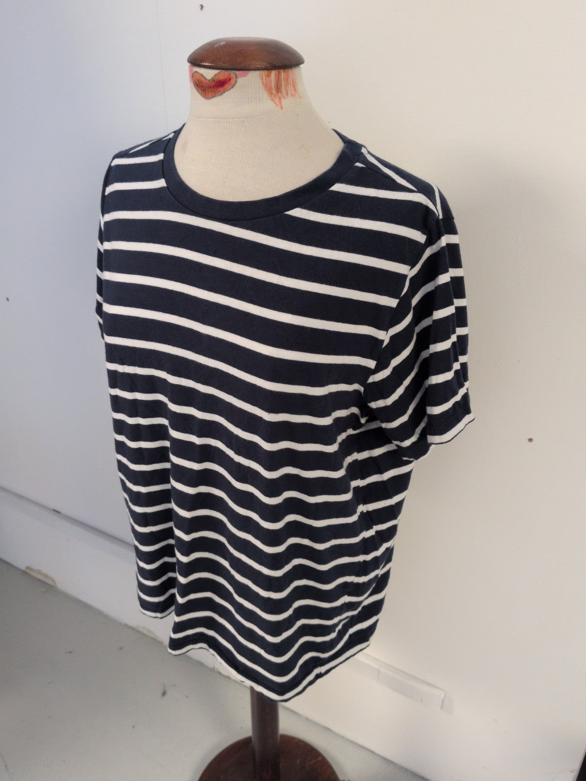 Primark XL Navy Striped White Short Sleeve T-shirt